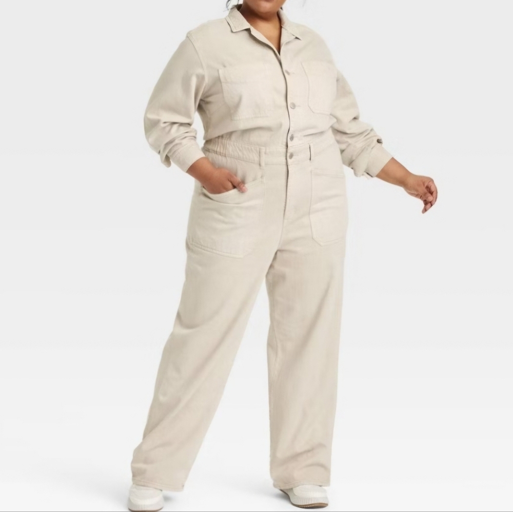 Universal Thread Women's Denim Baggy Jumpsuit - Off-white 17